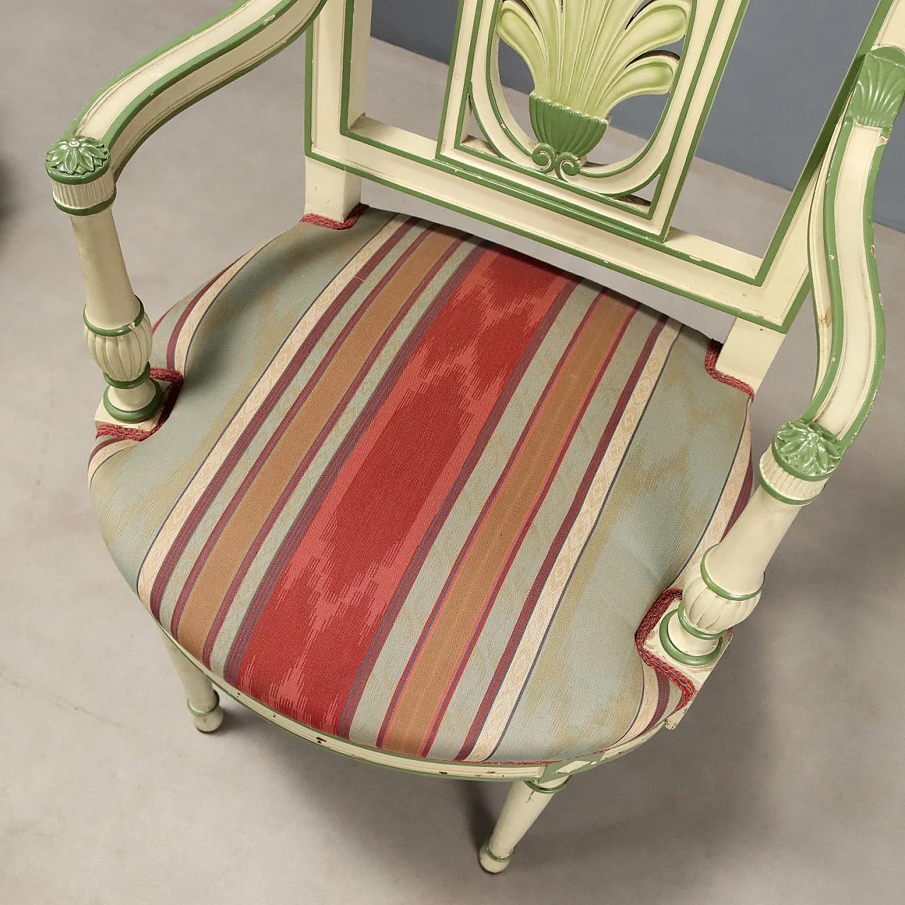 Coppia di poltrone neoclassiche laccate, '900 8