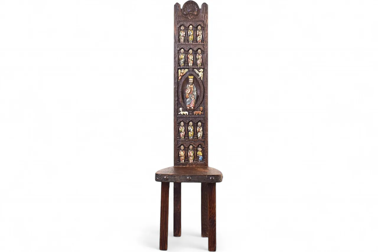 Sedia con schienale alto di Ormecasa con Gesù e apostoli, anni '70 13