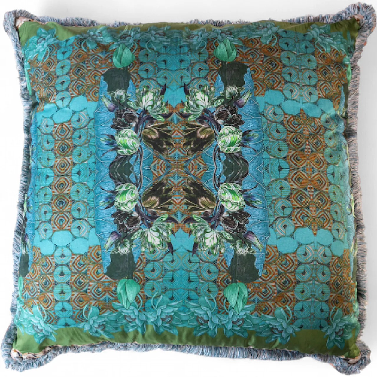 Square decorative cushion with botanical motif 5