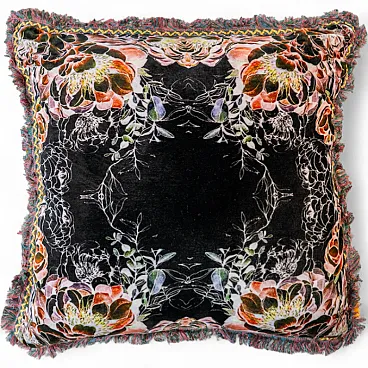 Decorative floral velvet cushion