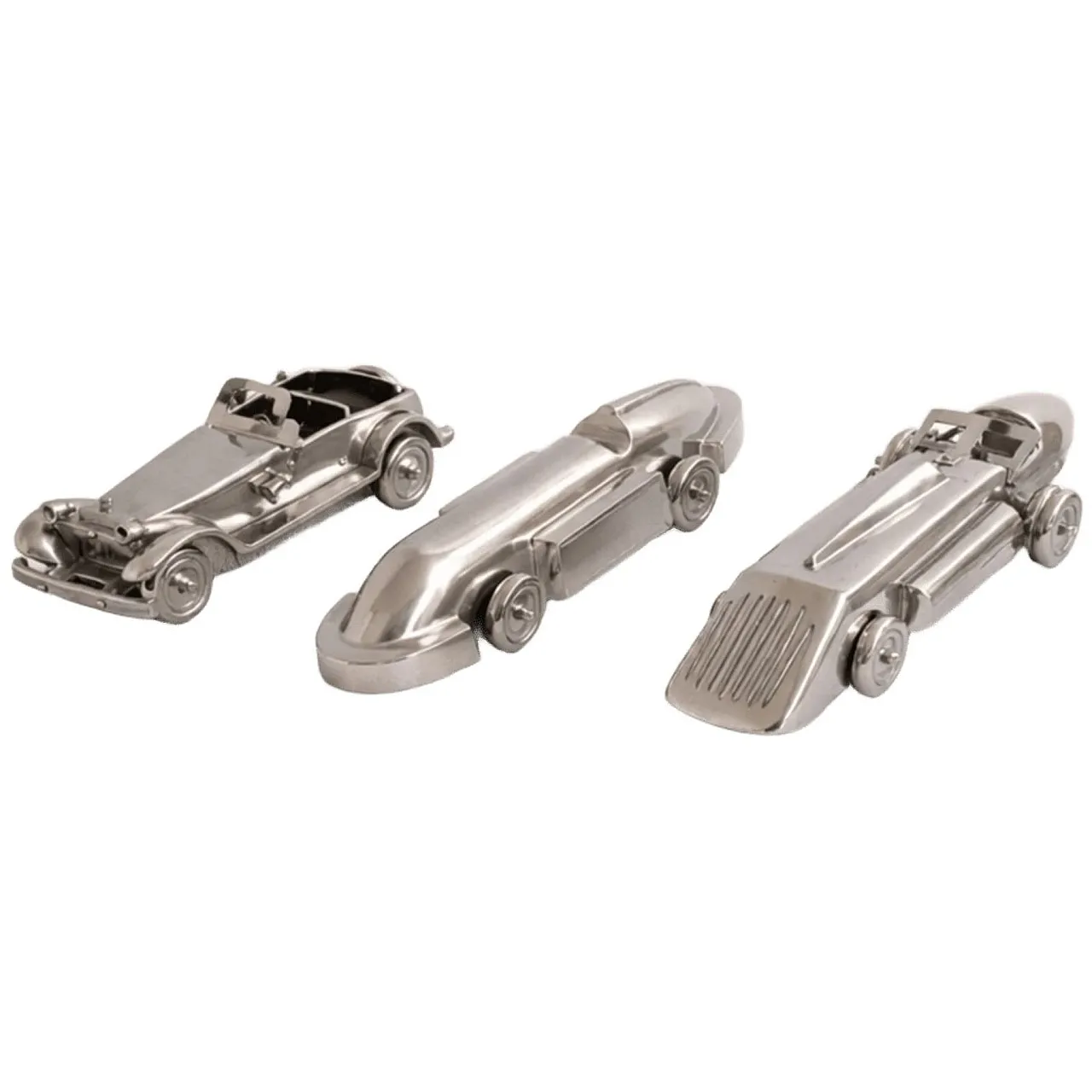 3 Italian Art Deco Futuristic Cast Metal Cars, 30s 1