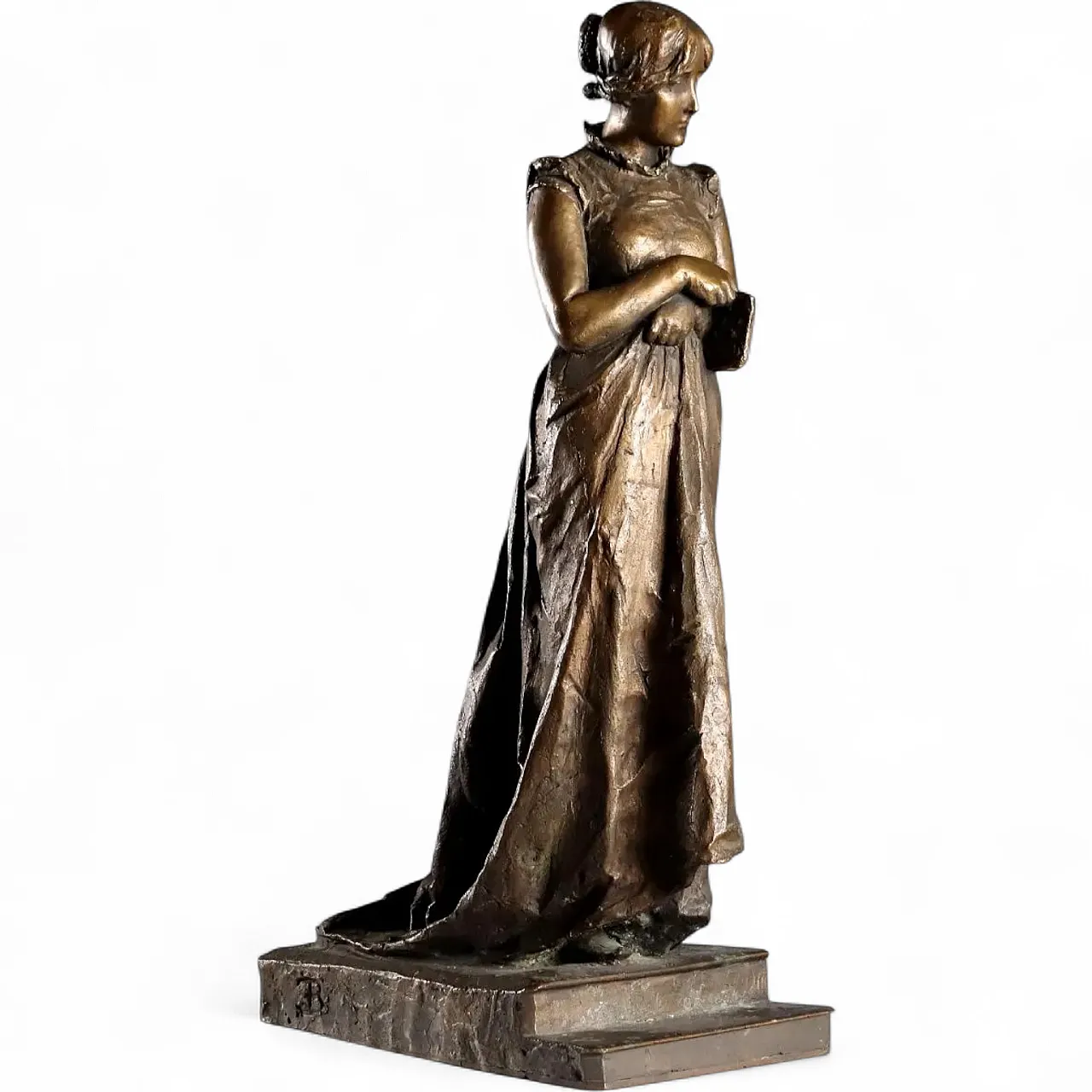 Bronze sculpture depicting a woman with a book, 20th century 8