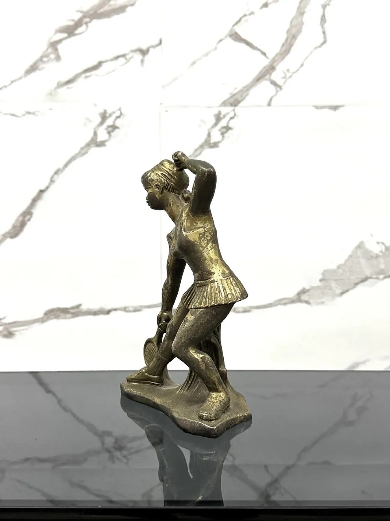 Young tennis player, Art Deco bronze sculpture, 1950s 2
