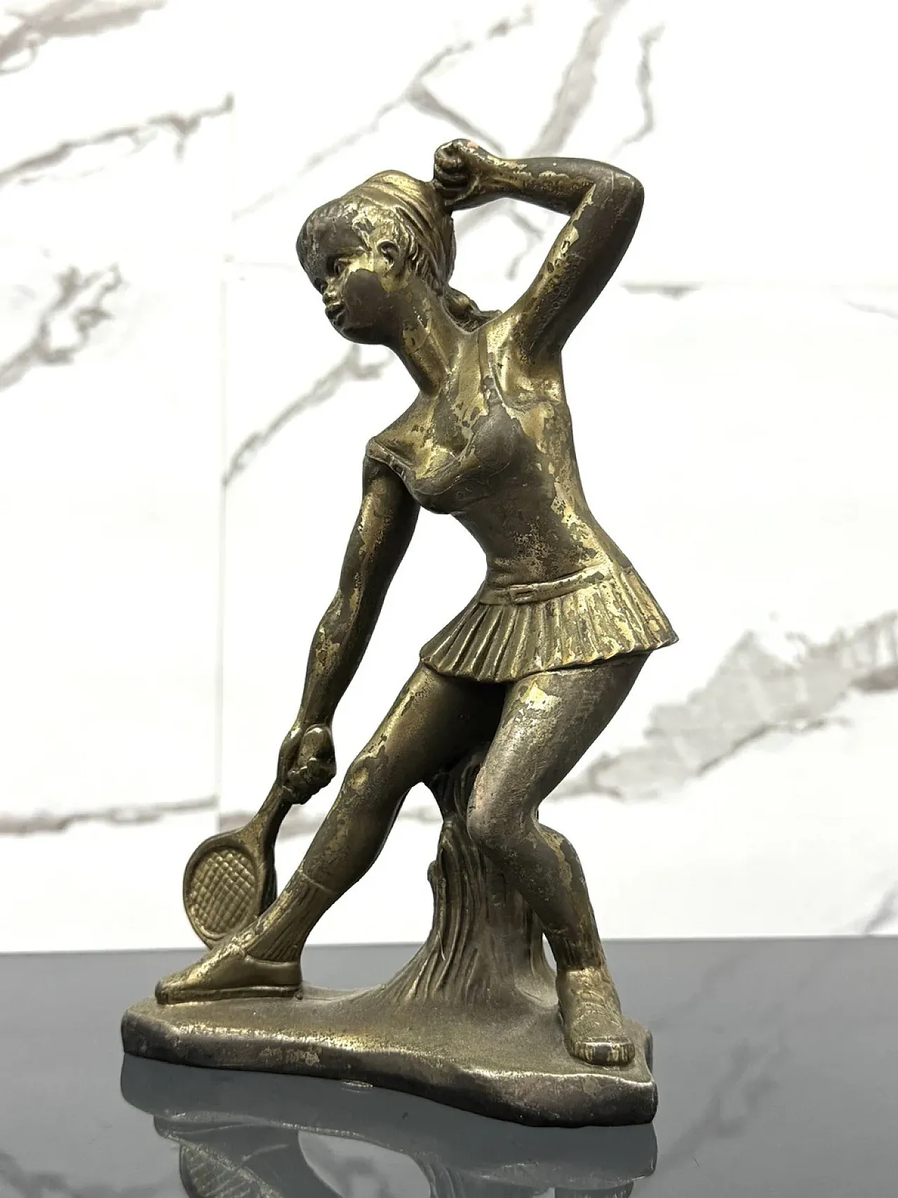 Young tennis player, Art Deco bronze sculpture, 1950s 5
