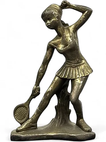 Young tennis player, Art Deco bronze sculpture, 1950s