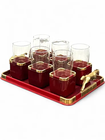 6 Glasses with tray Hans Turnwald, 1970s