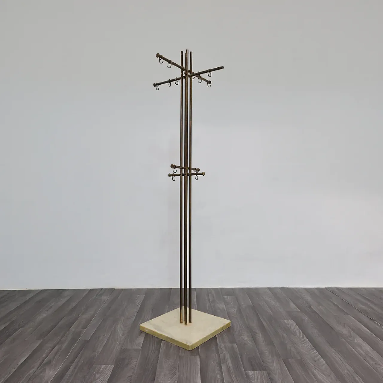 Marble and brass coat rack by Renato Zevi, late 20th century 10
