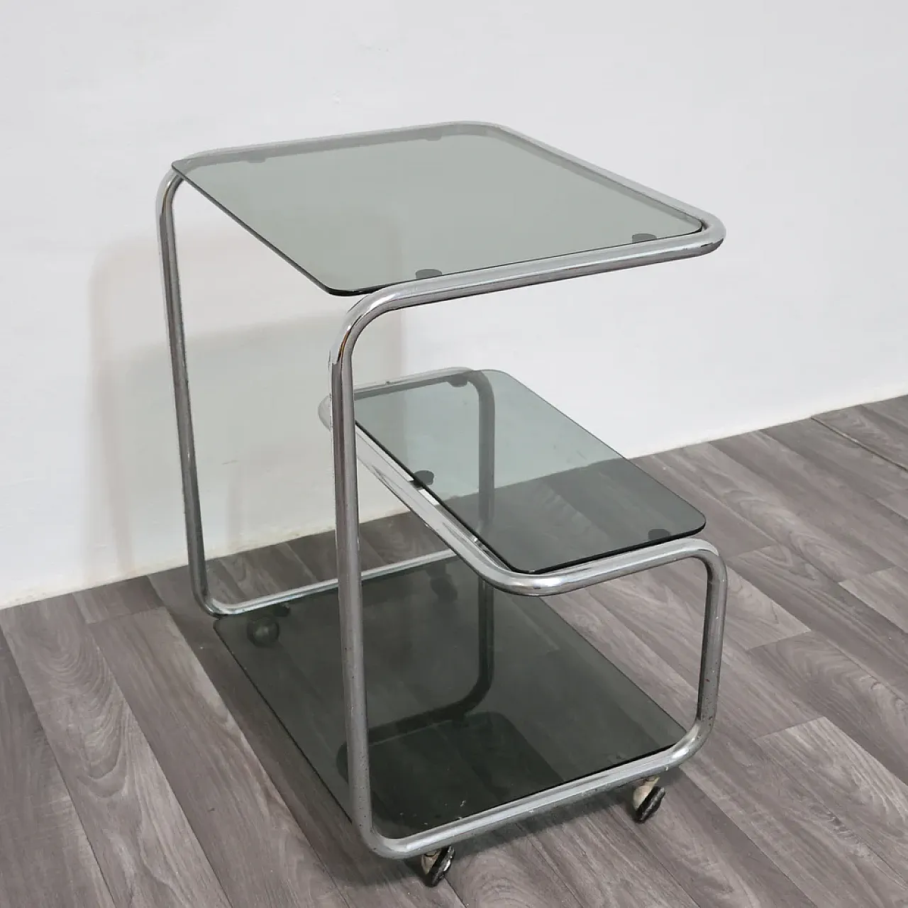 Steel triple shelf food cart, 1970s 7