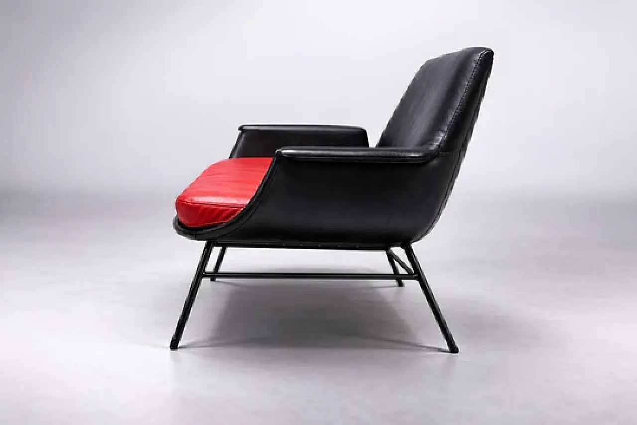 Divano a due posti in pelle Mid-Century, anni '60 3