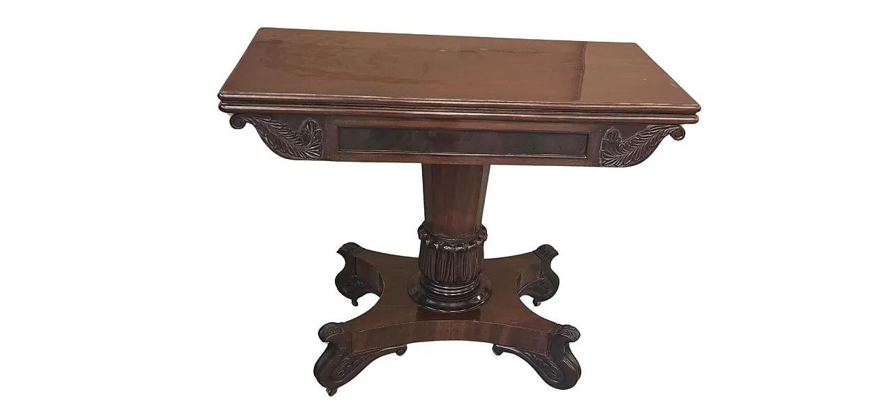 Antique mahogany feather book table, mid-19th century 5