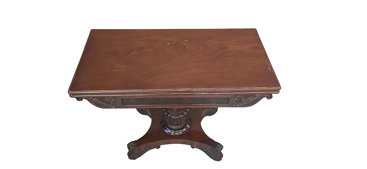 Antique mahogany feather book table, mid-19th century 8