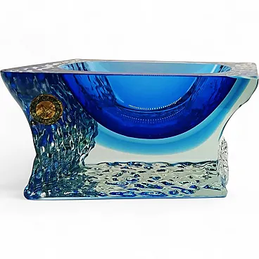 Ashtray in hand-worked Murano glass by Flavio Poli for Seguso, 1960s