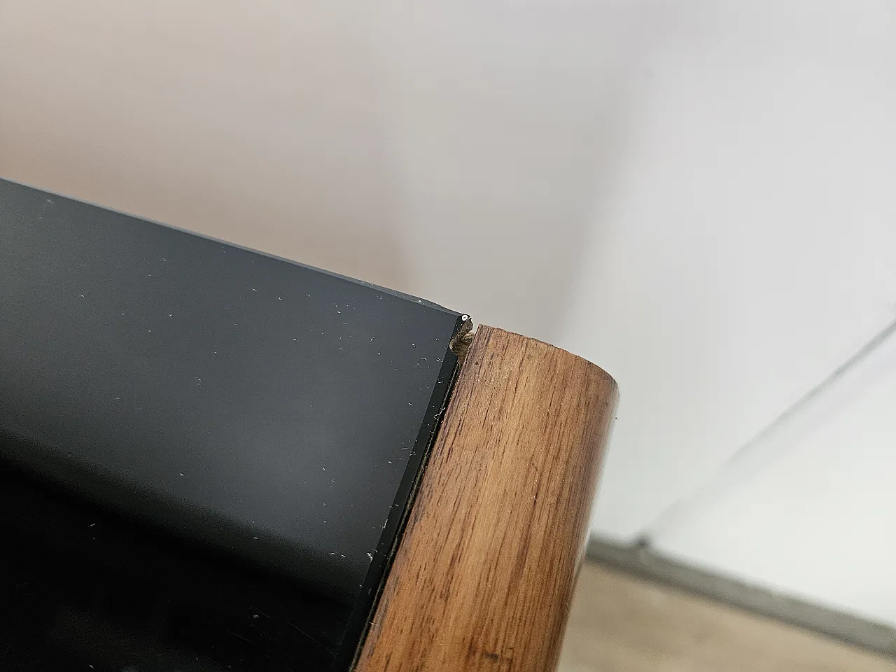 Art Deco chest of drawers in briar with black glass, 1950s 8