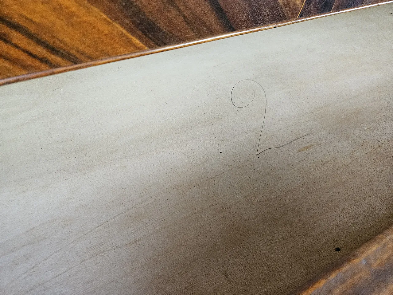 Art Deco chest of drawers in briar with black glass, 1950s 15