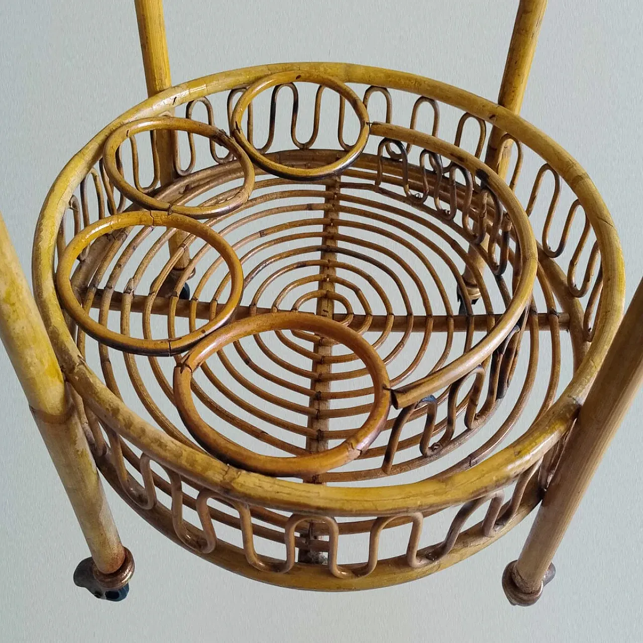 Bamboo e rattan serving bar cart by Franco Albini, 1960s 5