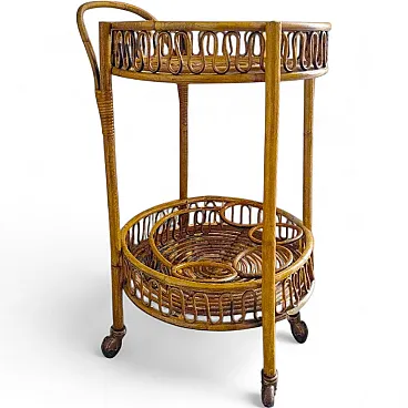 Bamboo e rattan serving bar cart by Franco Albini, 1960s