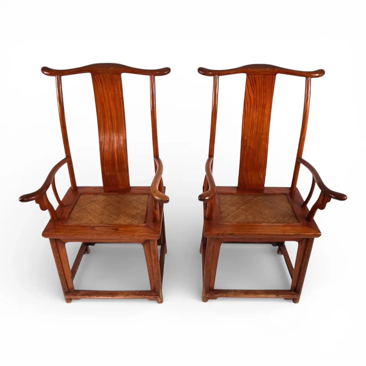 Pair of Ming Dynasty style high-back Chinese armchairs, 1920s 2