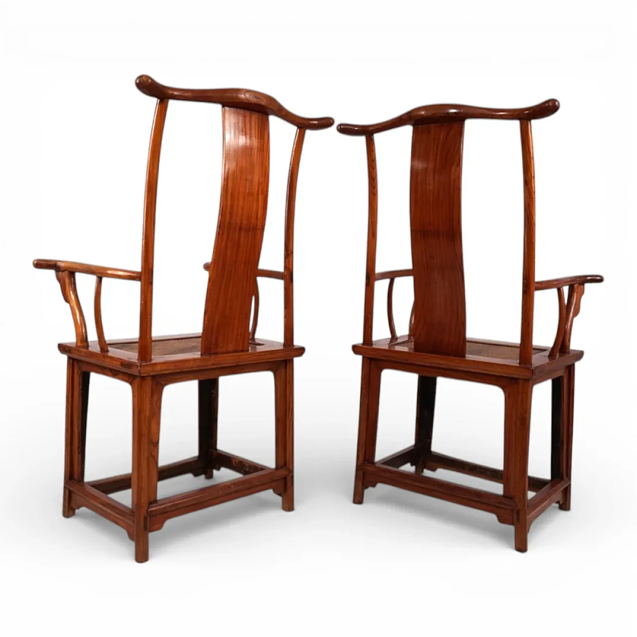 Pair of Ming Dynasty style high-back Chinese armchairs, 1920s 4