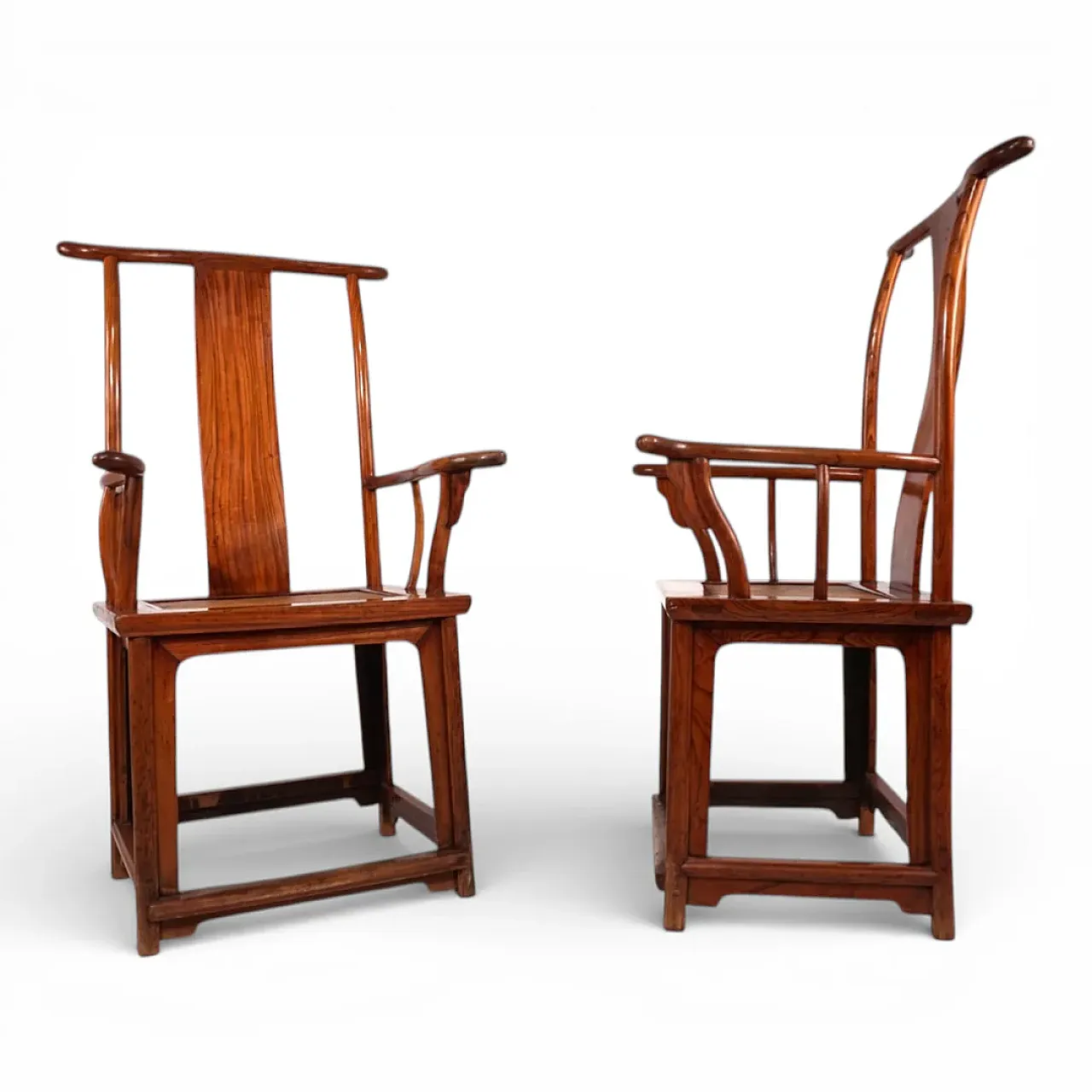 Pair of Ming Dynasty style high-back Chinese armchairs, 1920s 7