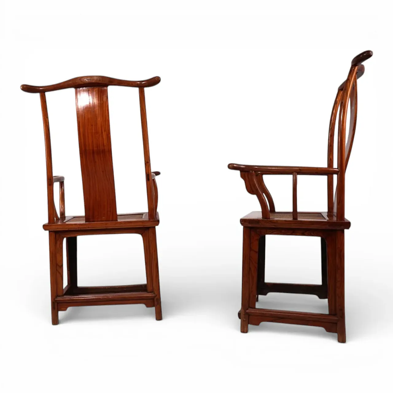 Pair of Ming Dynasty style high-back Chinese armchairs, 1920s 8