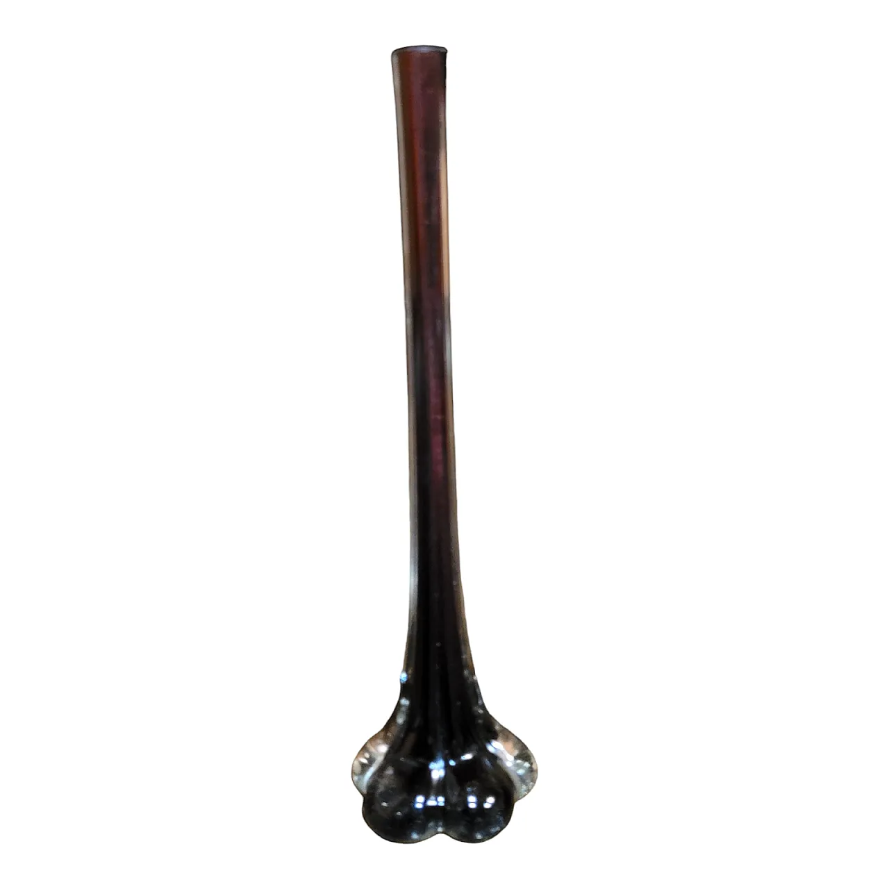 Single flower vase in burgundy glass, Murano, 70s 1