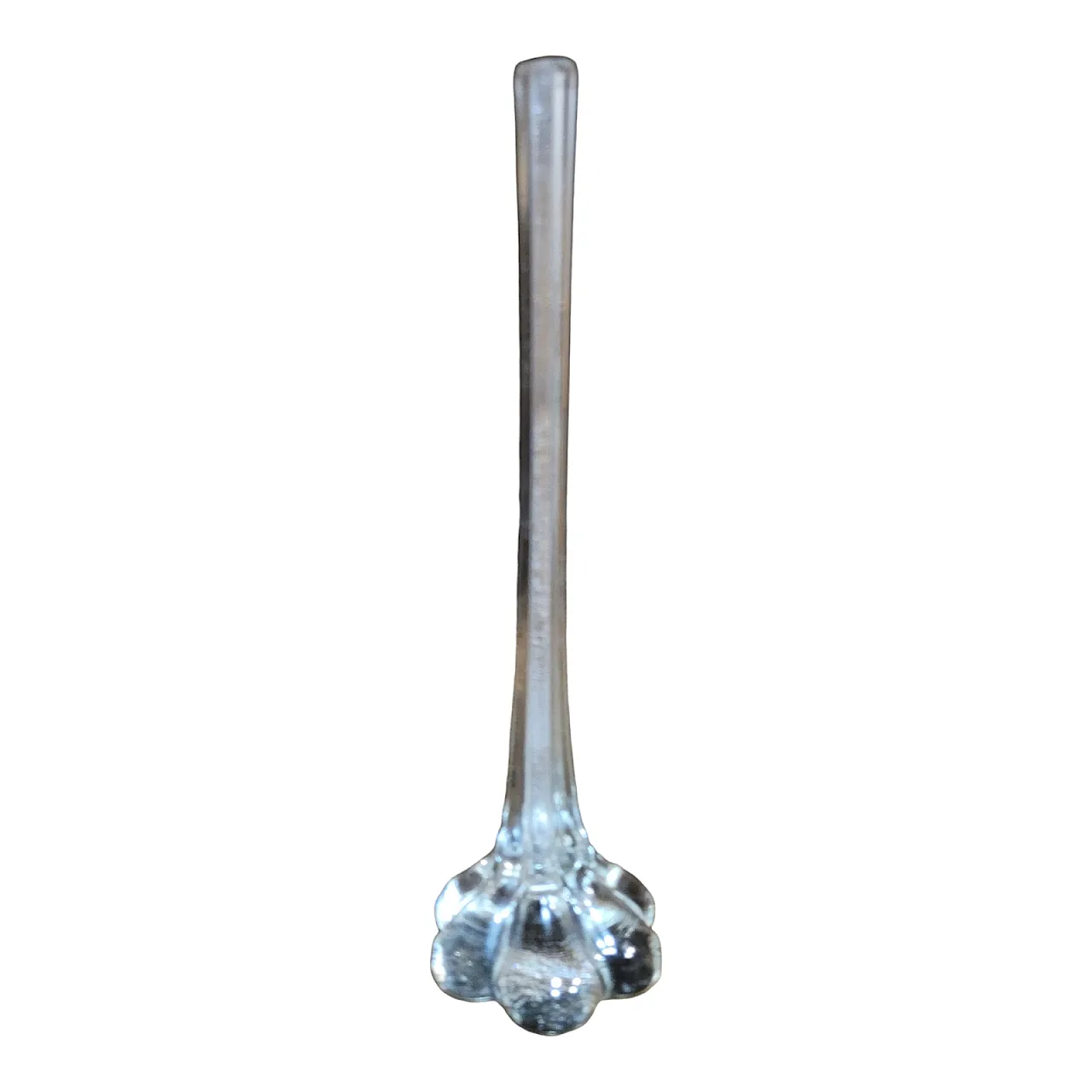 Single-flower vase in transparent glass, Murano, 70s 1
