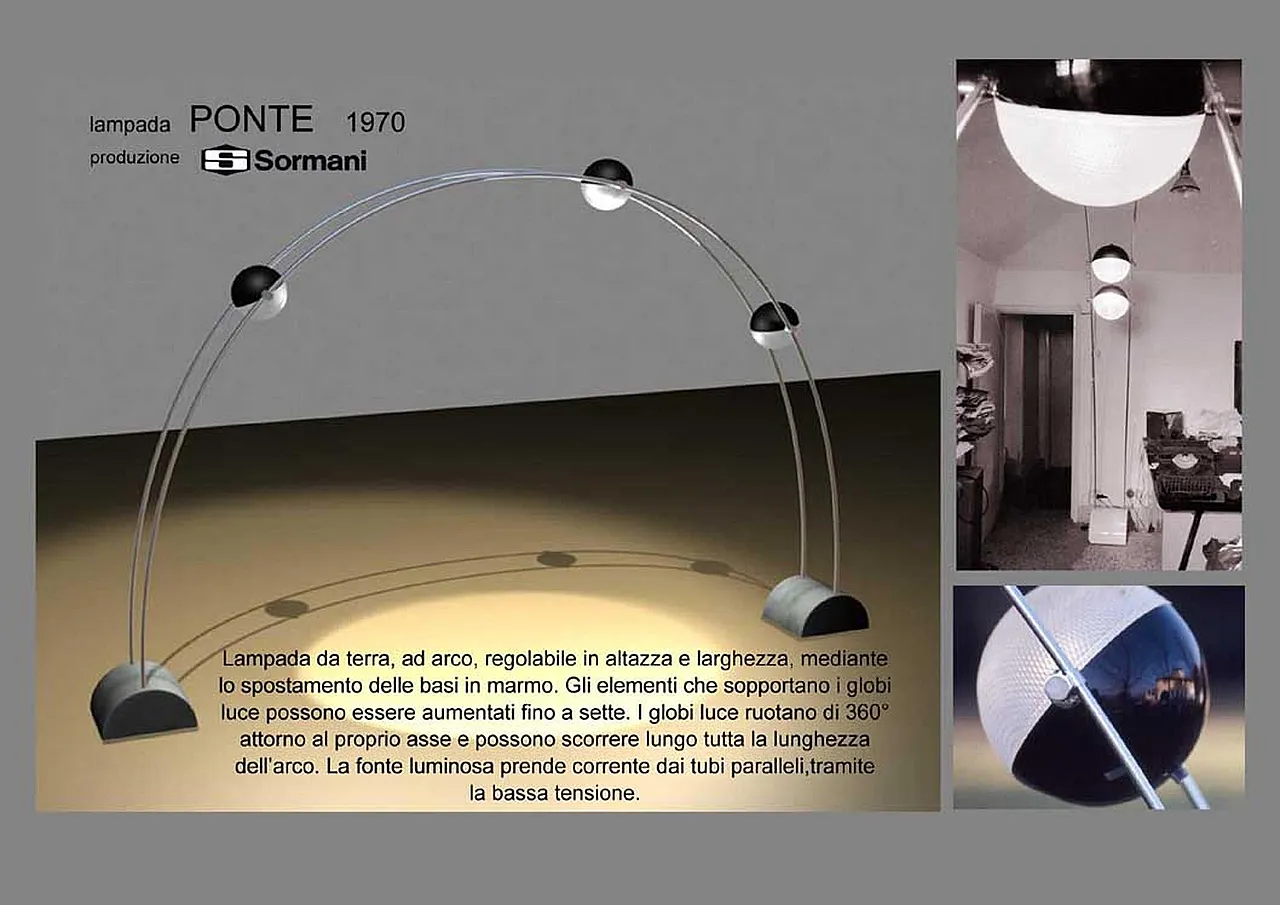Lampada da terra Ponte di Gruppo A.R.D.I.T.I. per Sormani, anni '70 9