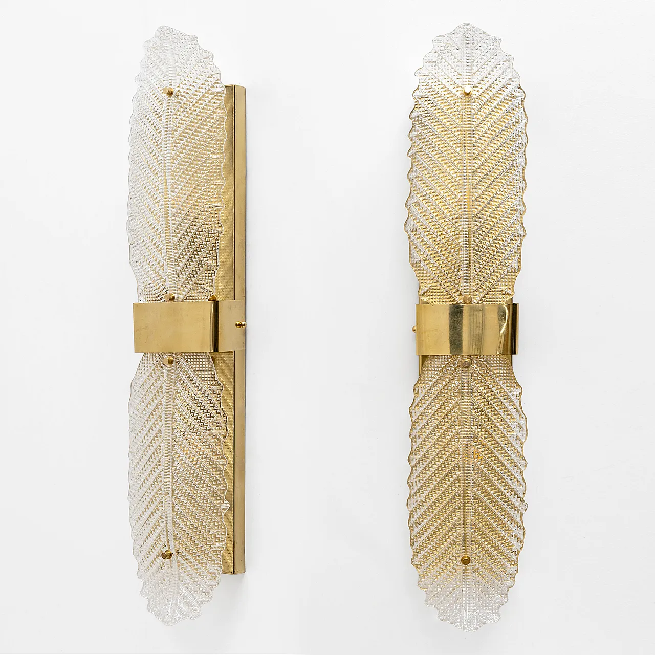 Pair of Murano glass and brass Graniglia wall lights, 2000s 2
