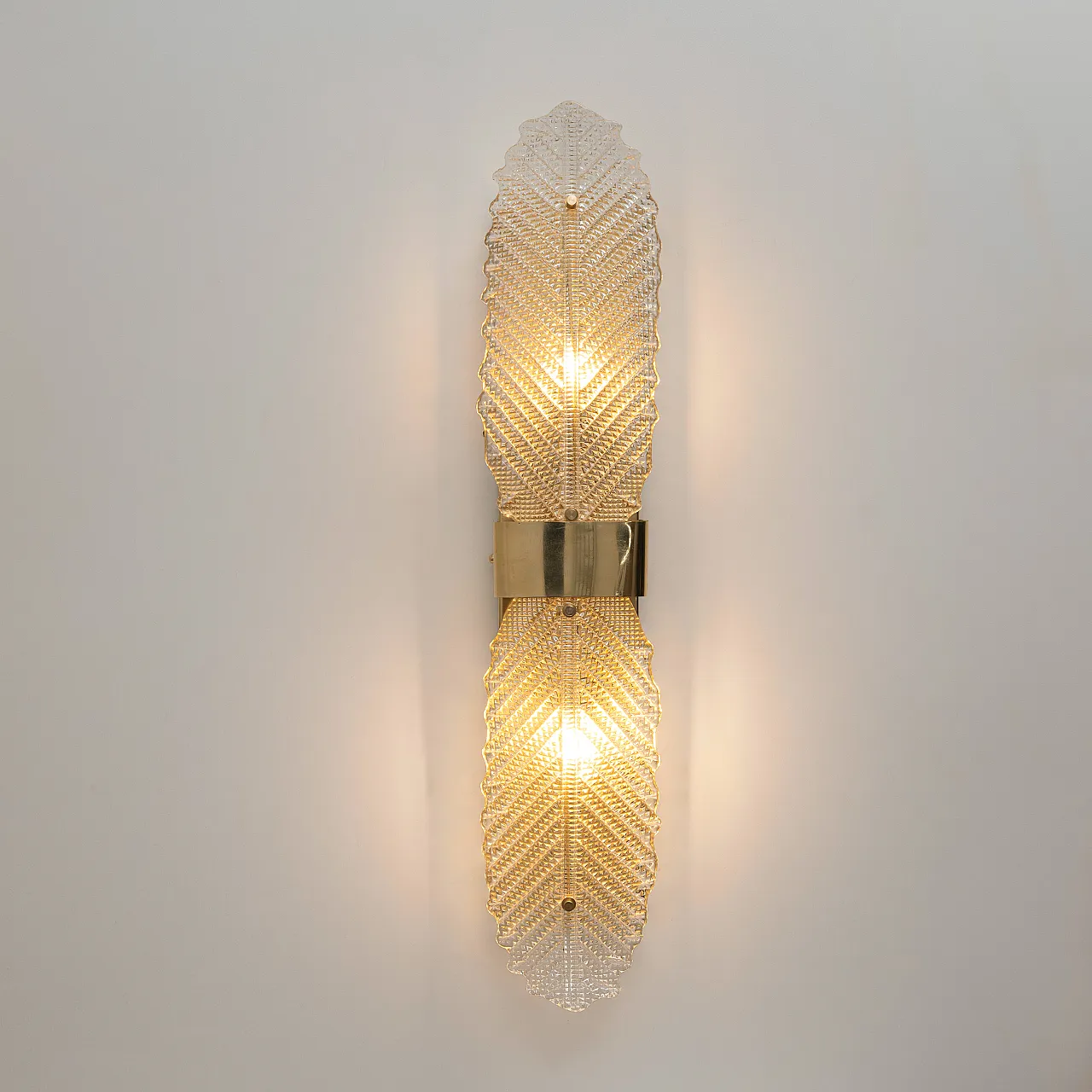 Pair of Murano glass and brass Graniglia wall lights, 2000s 3