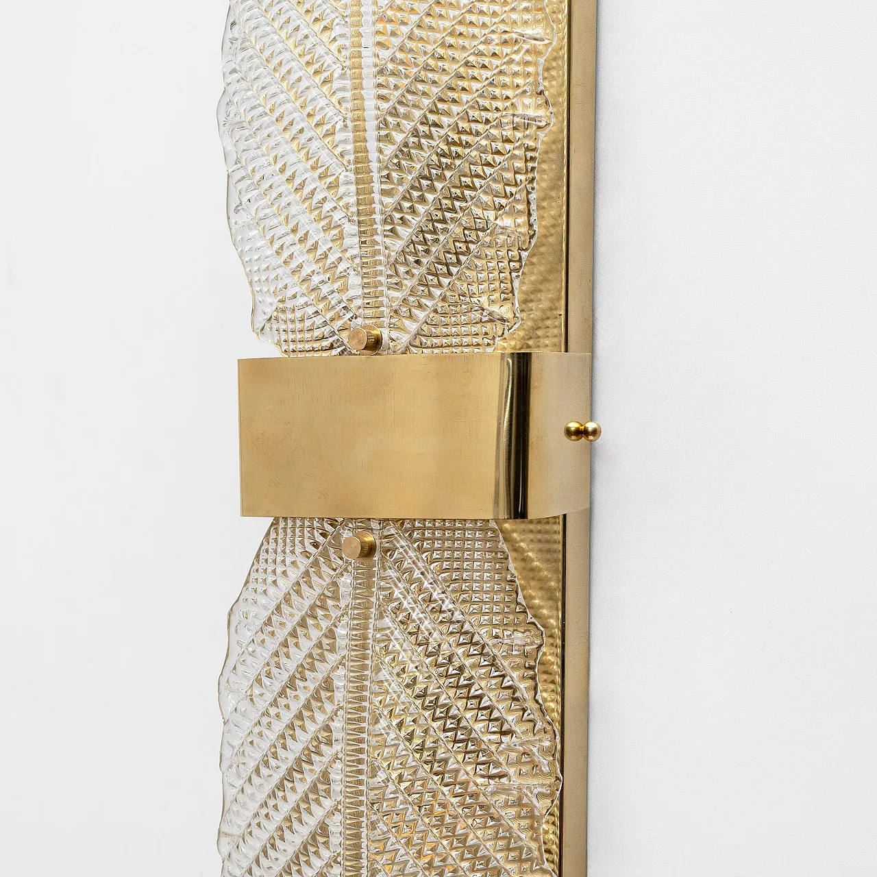 Pair of Murano glass and brass Graniglia wall lights, 2000s 7