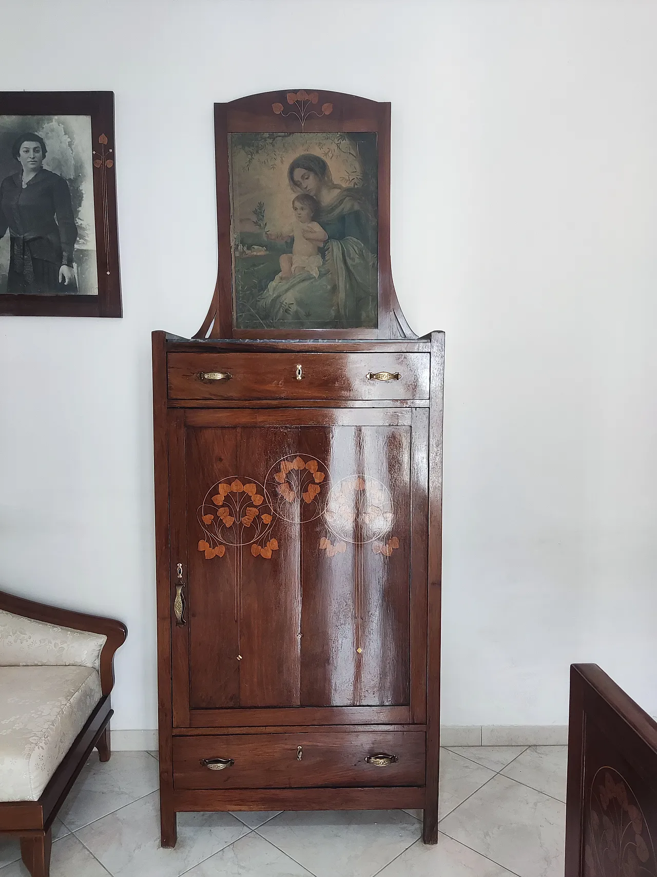 Camera da Letto Liberty in noce con intarsi, primi ’900 7