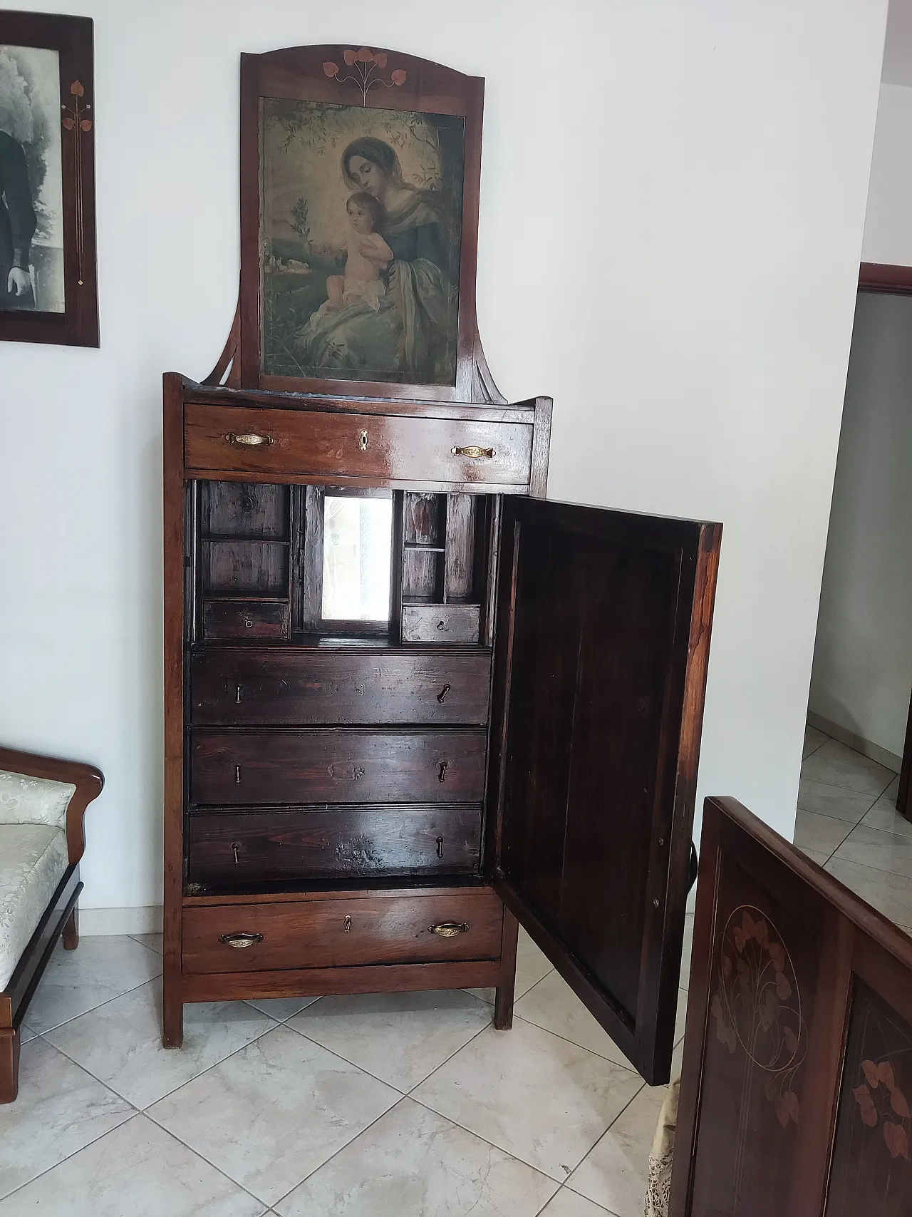 Camera da Letto Liberty in noce con intarsi, primi ’900 9