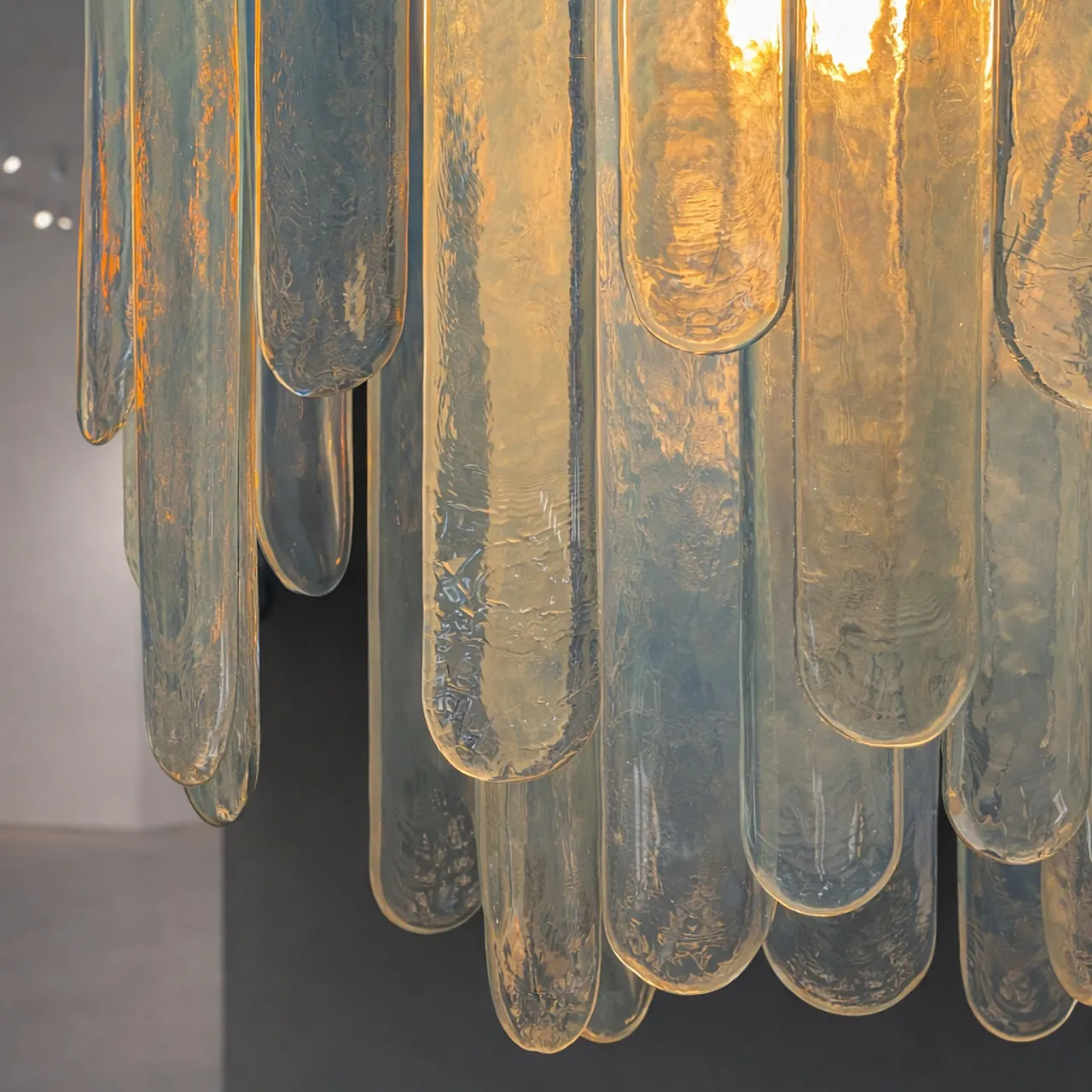 Opalescent Murano glass chandelier by Carlo Nason for Mazzega, 70s 2