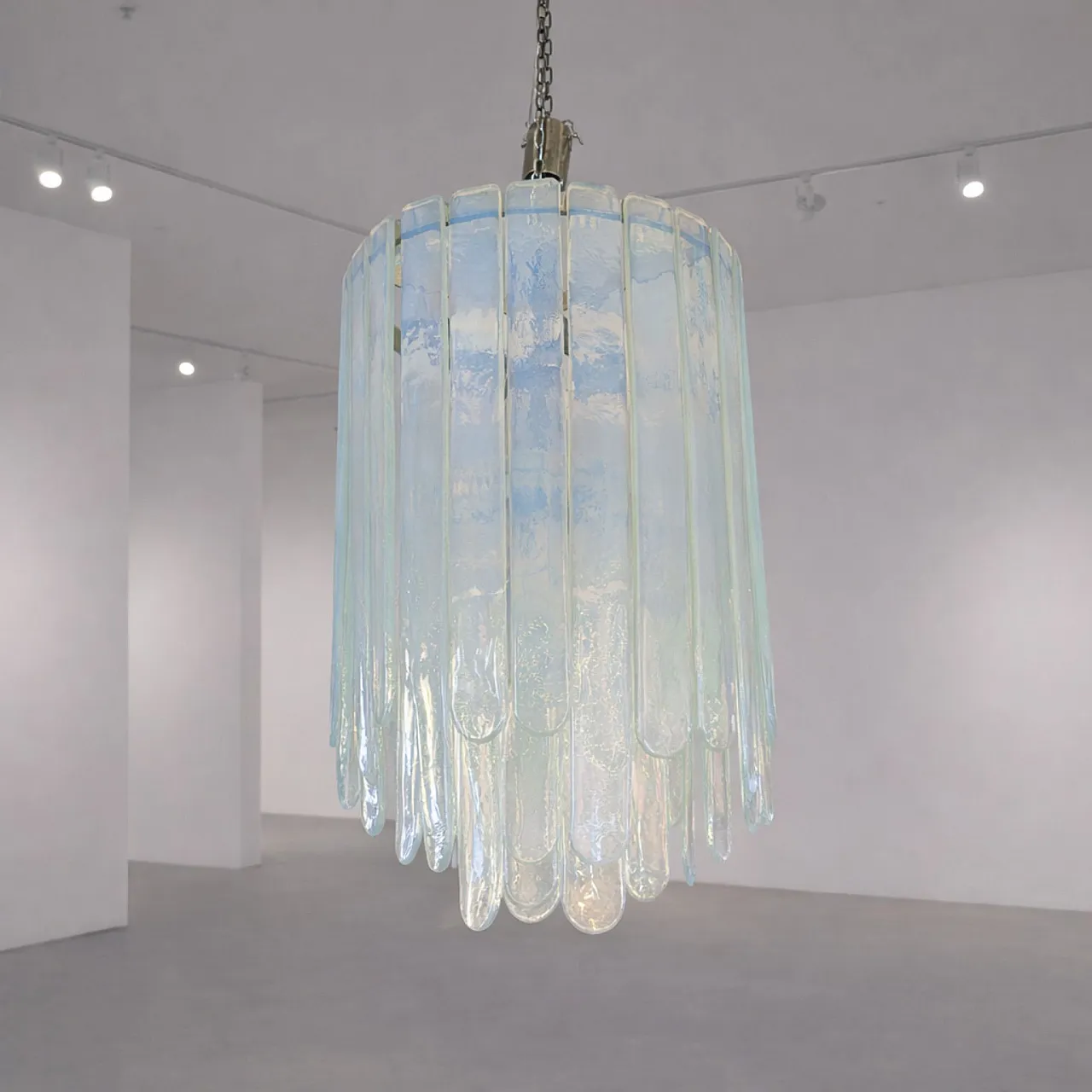 Opalescent Murano glass chandelier by Carlo Nason for Mazzega, 70s 5