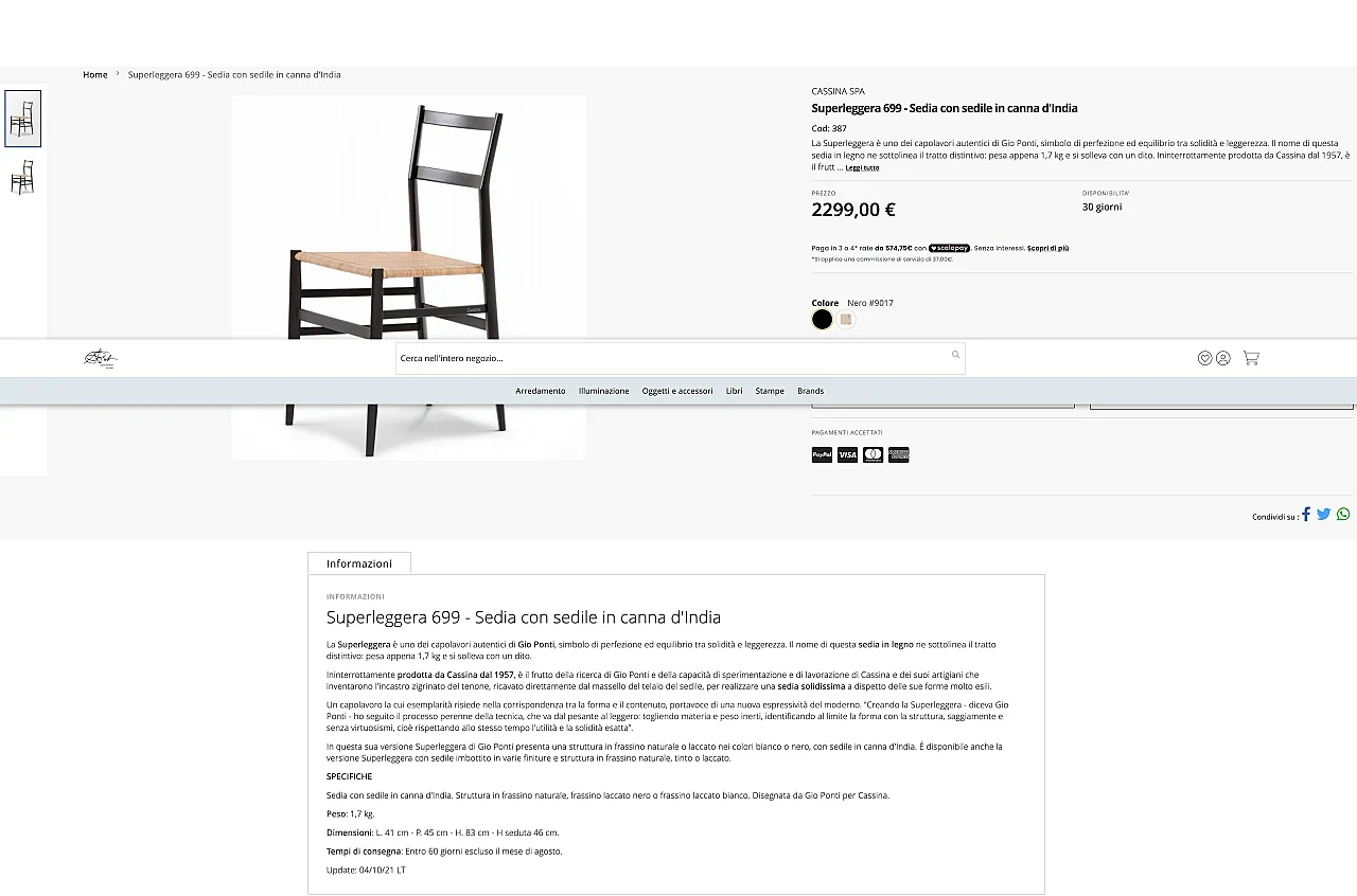 Coppia di sedie Superleggera di Gio Ponti per Cassina , anni 2000 1