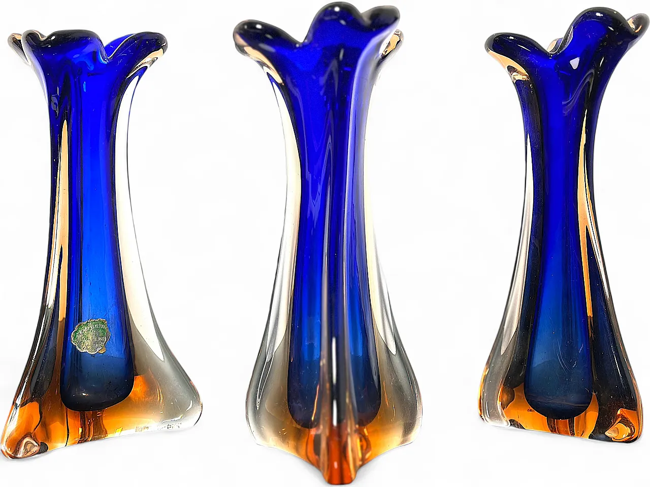 3 Murano Glass Vases, 1960s 8