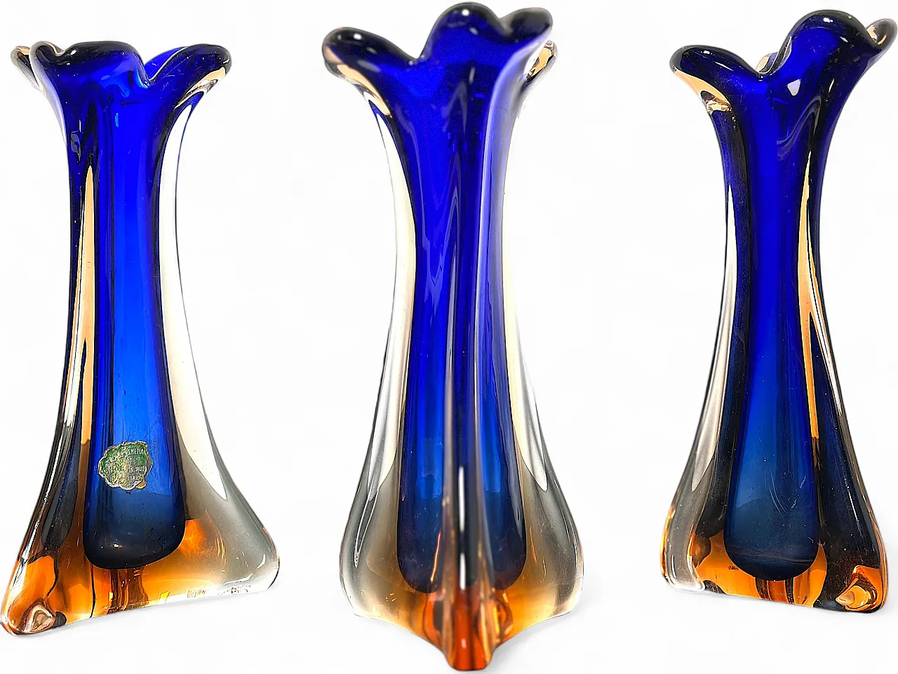 3 Murano Glass Vases, 1960s 9