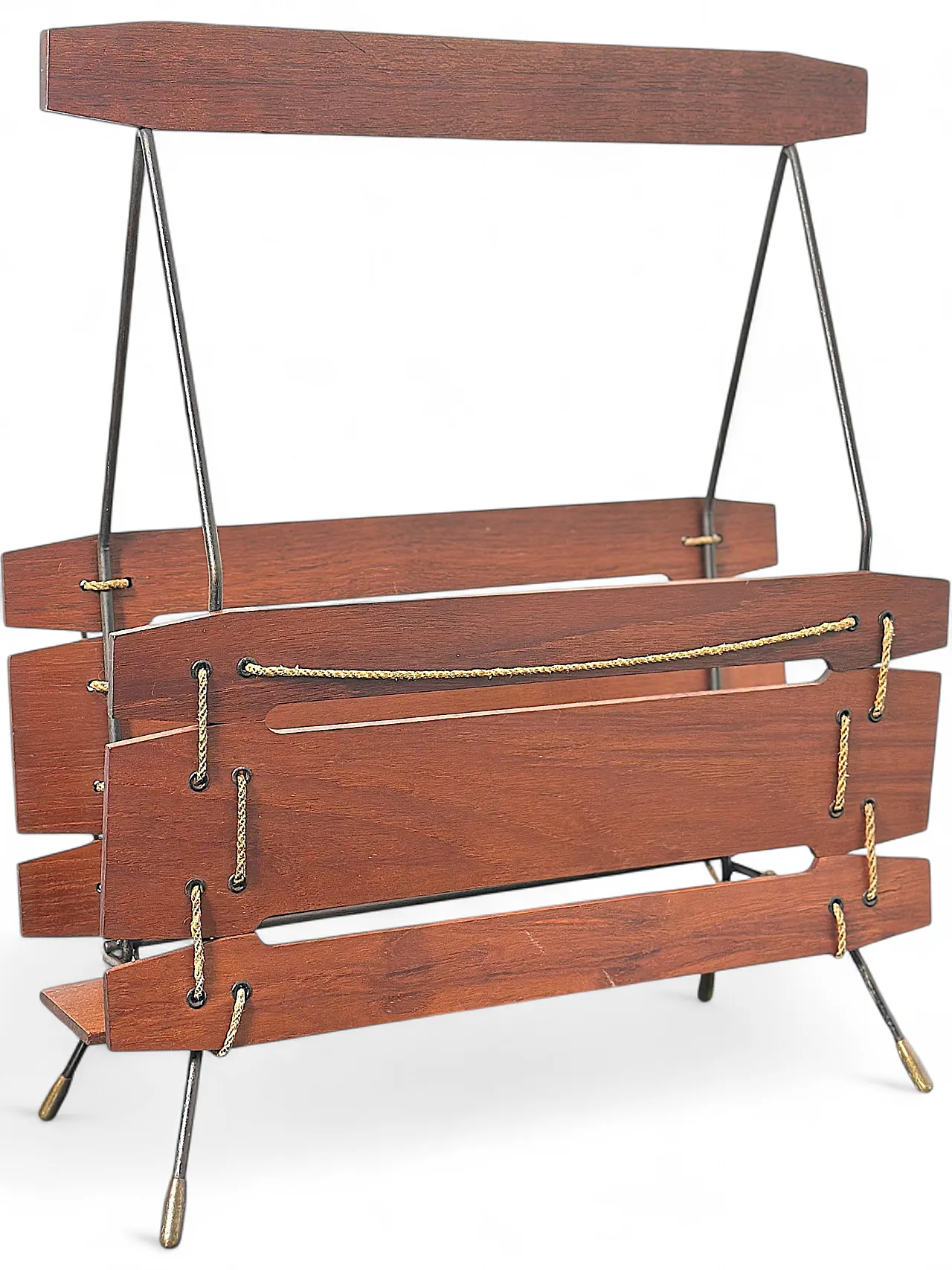 Magazine rack in wood and metal, 1960s 9