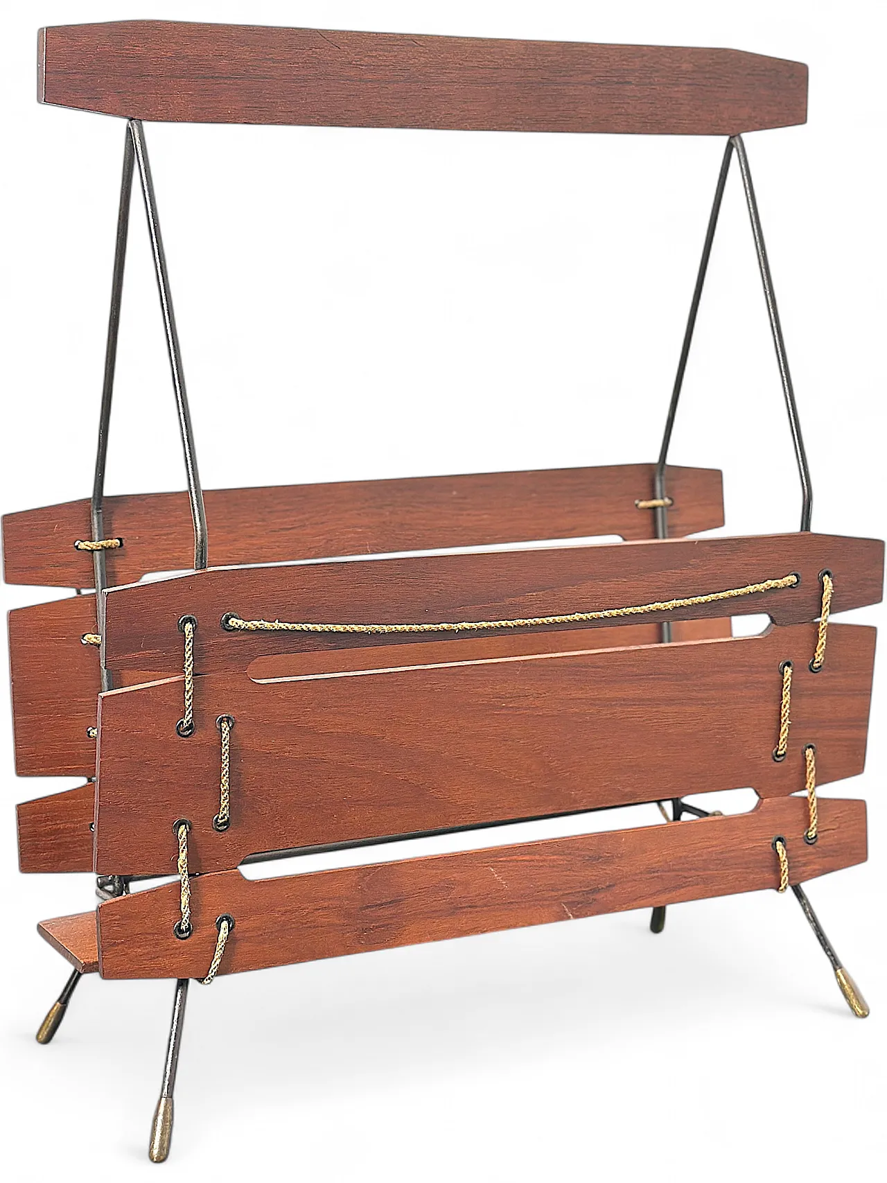 Magazine rack in wood and metal, 1960s 11