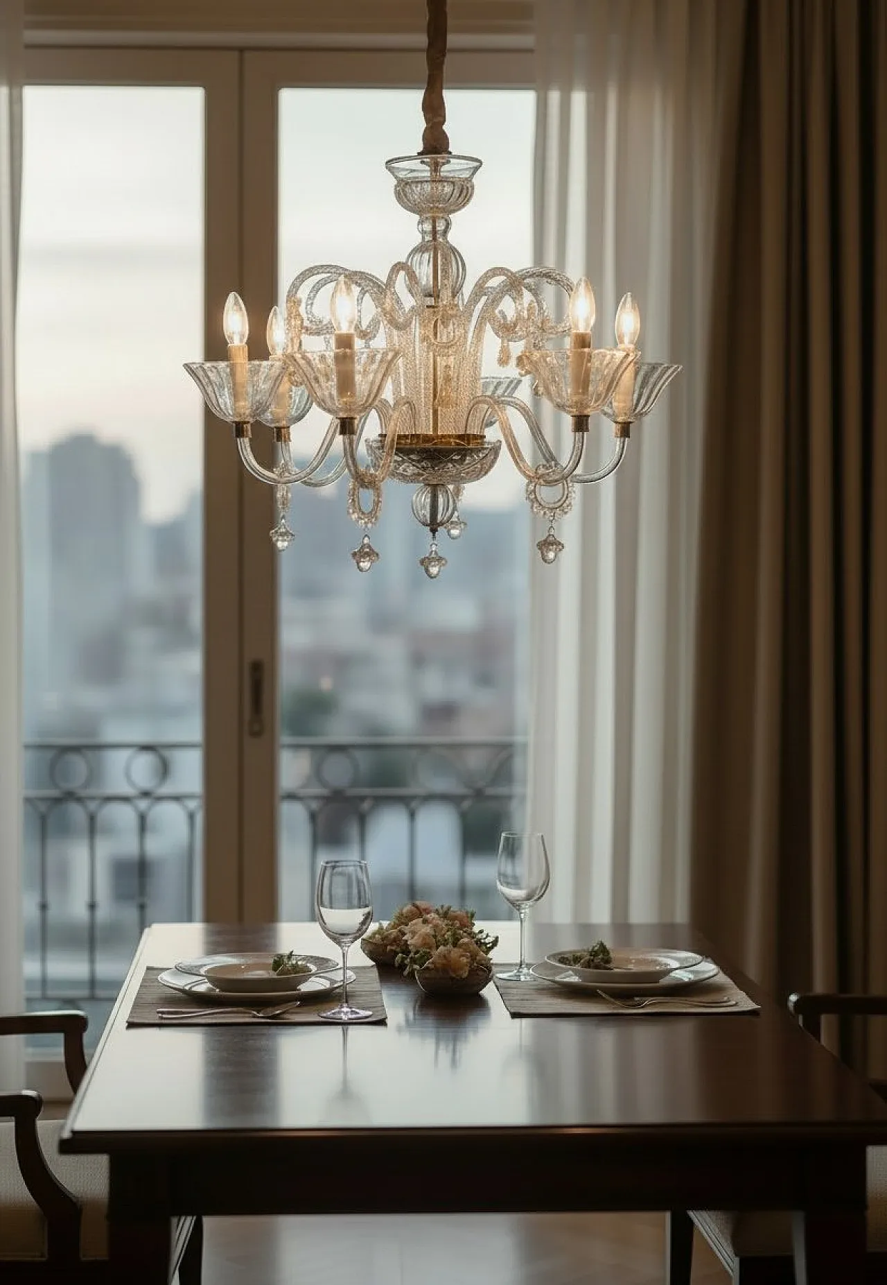 Pair of Murano glass chandeliers, Venice, 1970s, 5