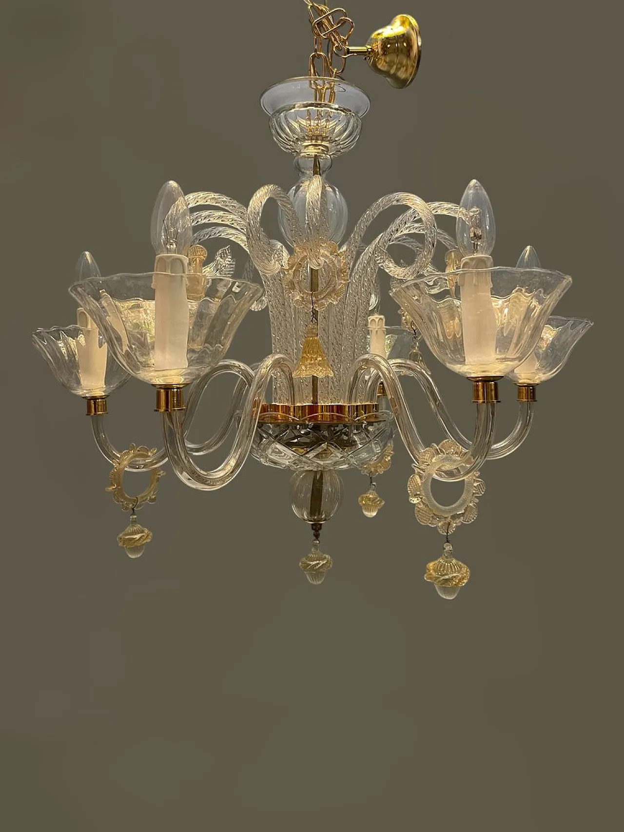 Pair of Murano glass chandeliers, Venice, 1970s, 6