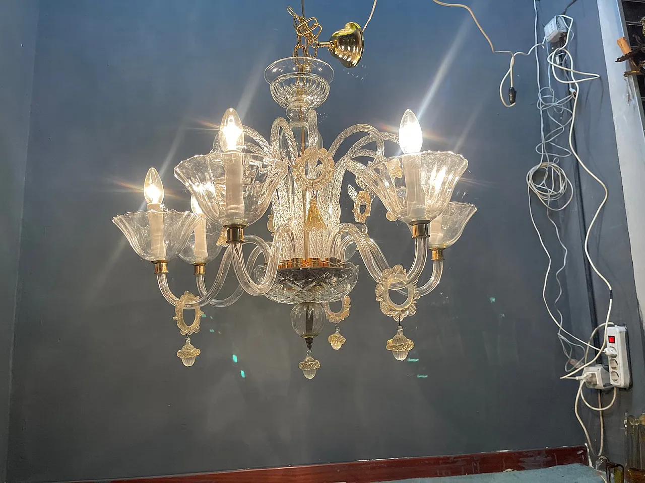 Pair of Murano glass chandeliers, Venice, 1970s, 7