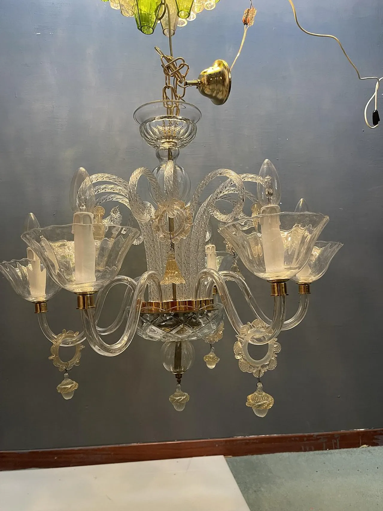 Pair of Murano glass chandeliers, Venice, 1970s, 9