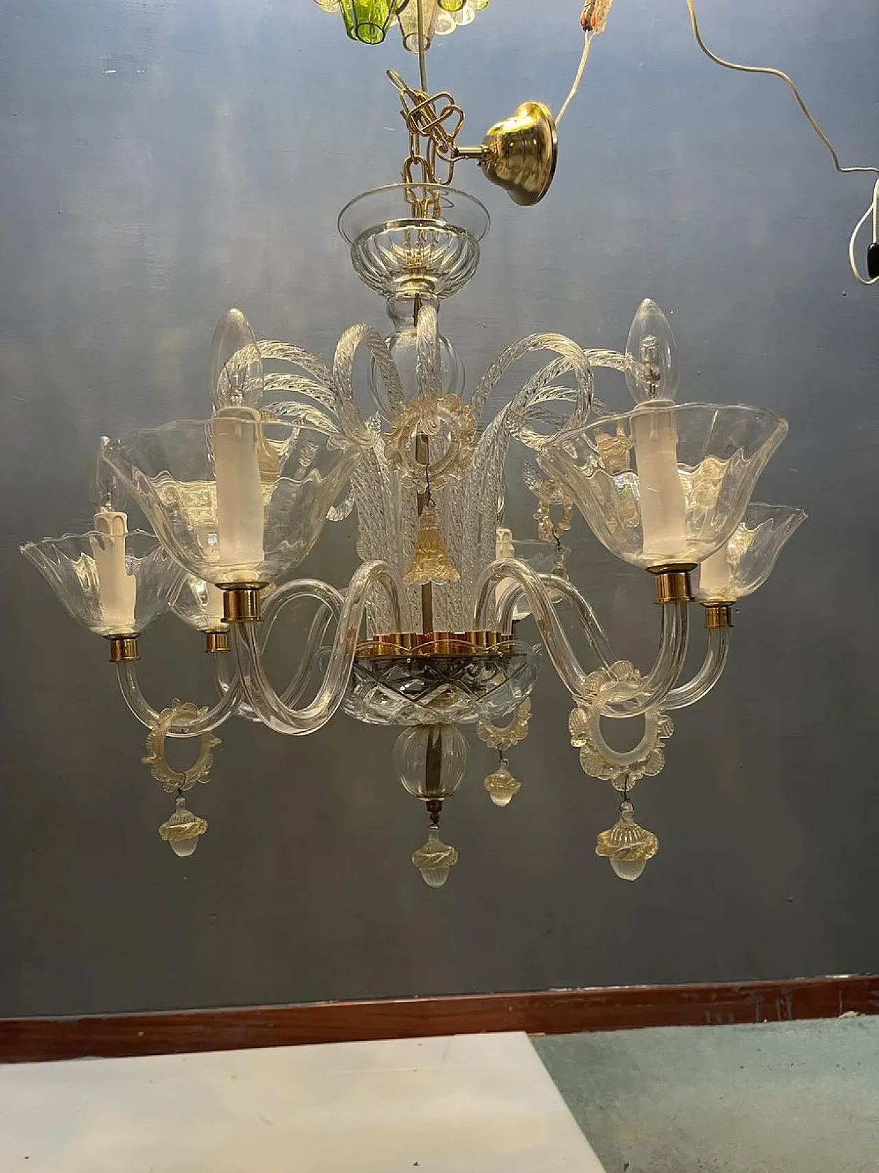 Pair of Murano glass chandeliers, Venice, 1970s, 10