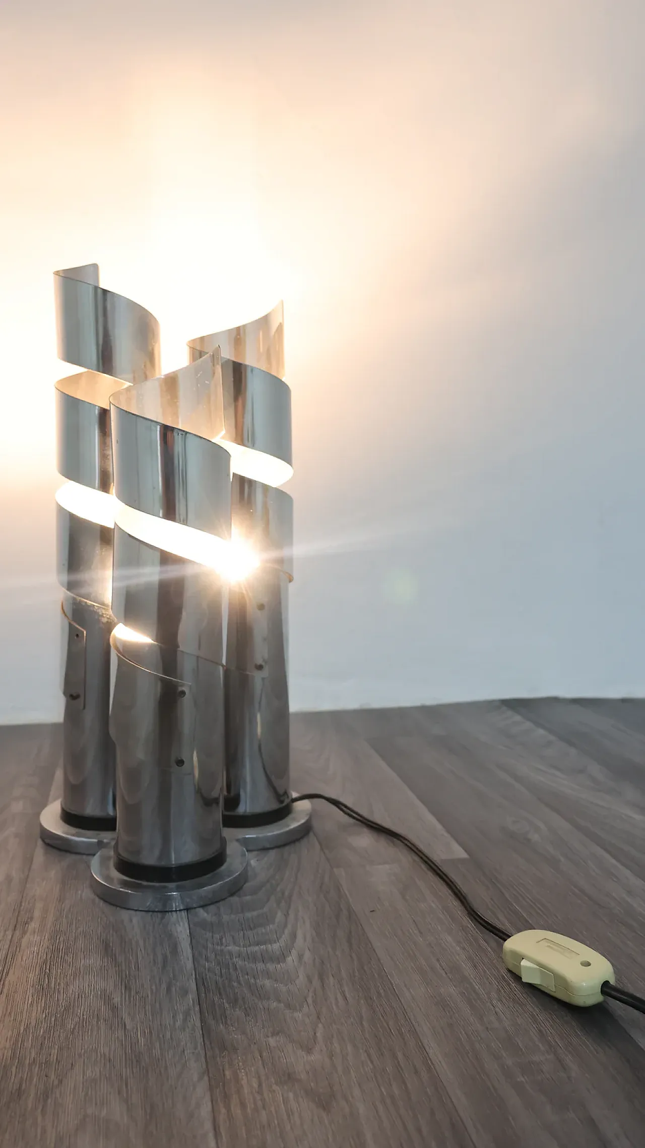Spiral chrome steel table lamp attributed to Max Sauze, 1970s 10
