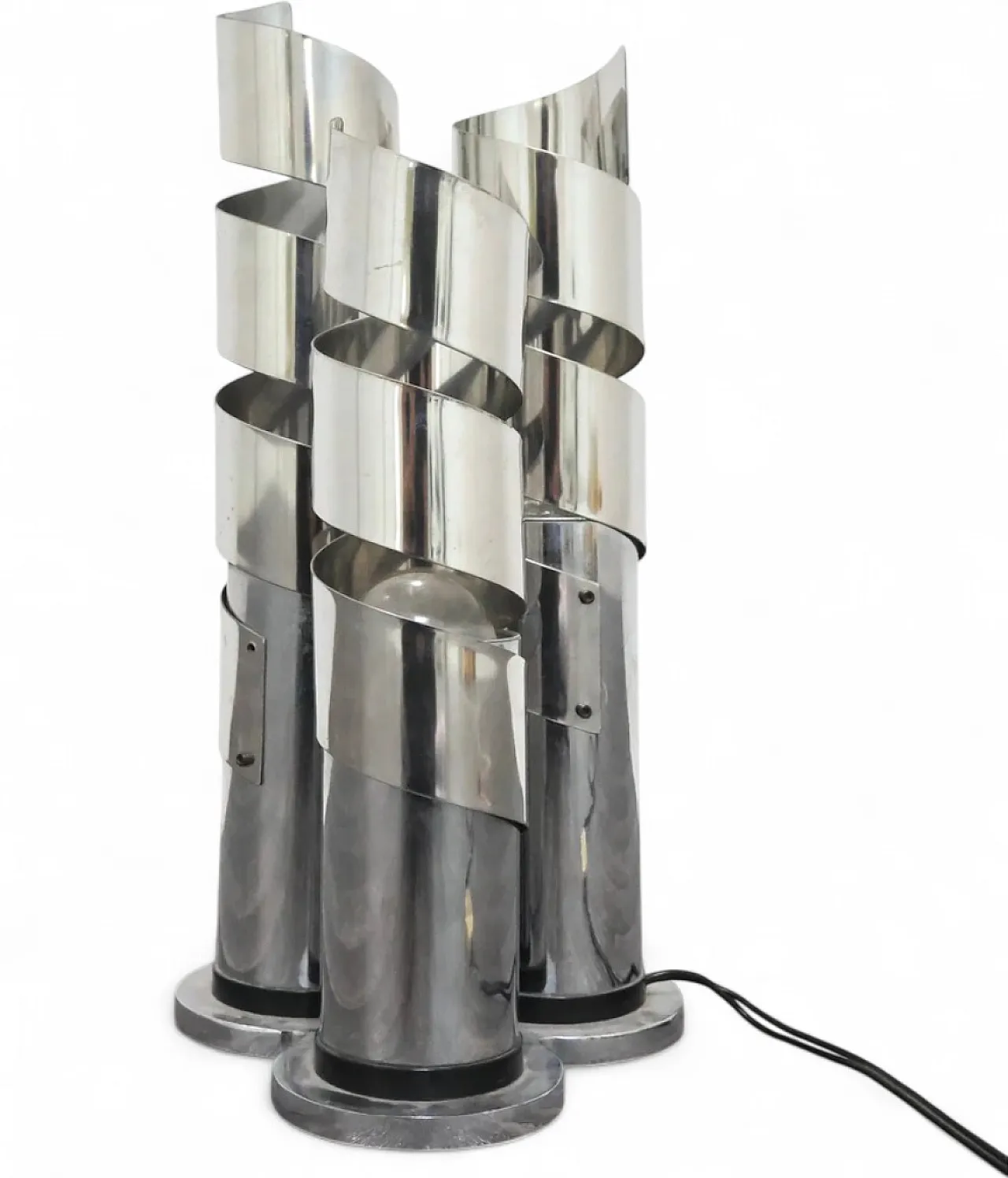 Spiral chrome steel table lamp attributed to Max Sauze, 1970s 12