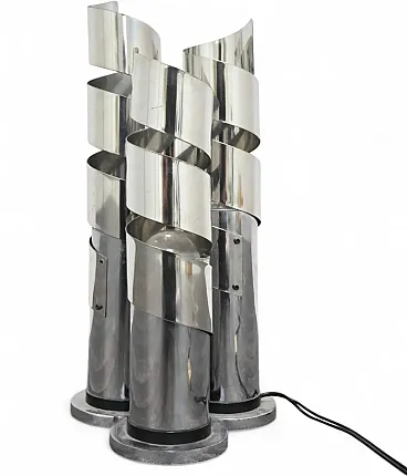 Spiral chrome steel table lamp attributed to Max Sauze, 1970s