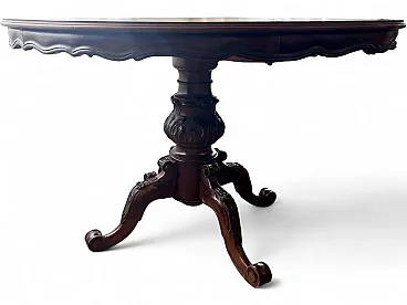Round extendable table in carved wood, 20th century