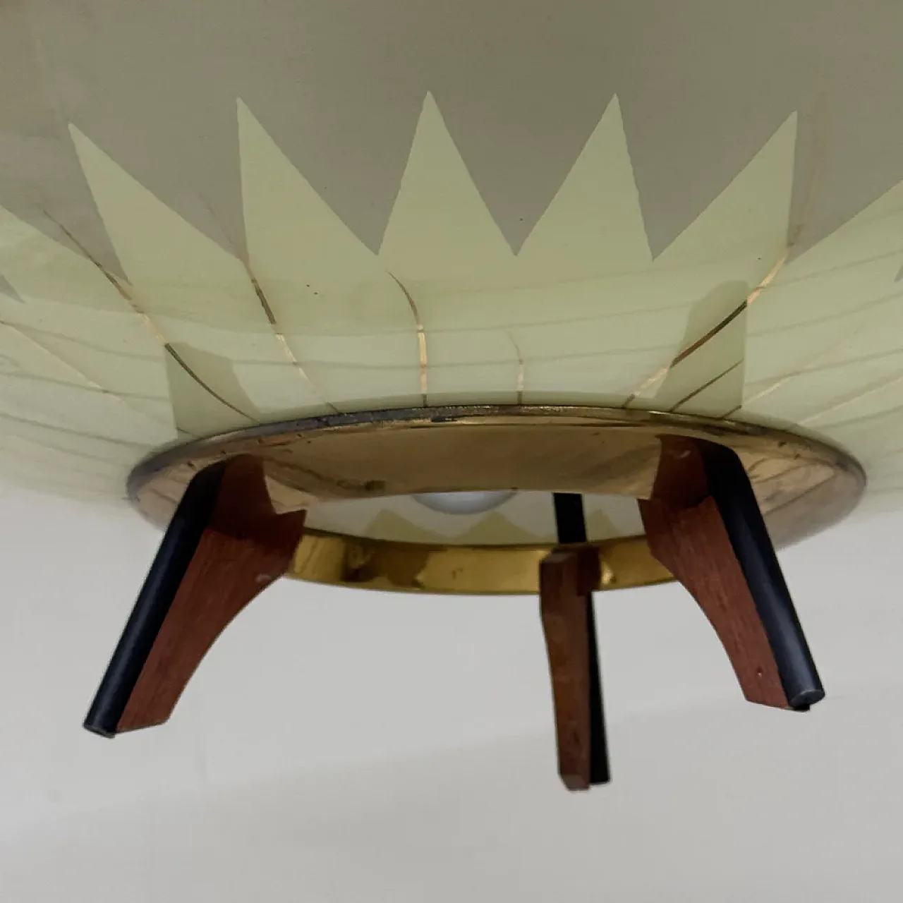 Glass and teak pendant lamp, 1950s 3