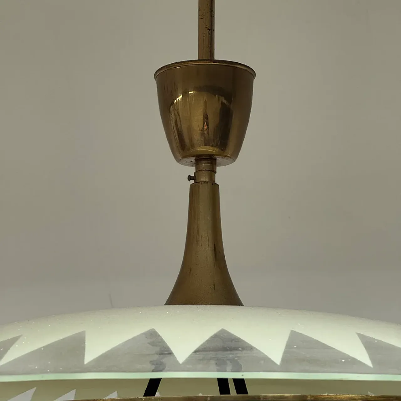 Glass and teak pendant lamp, 1950s 5